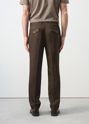 MANGO MAN Slim fit Pleated Pants 'Gonzalo' in Brown