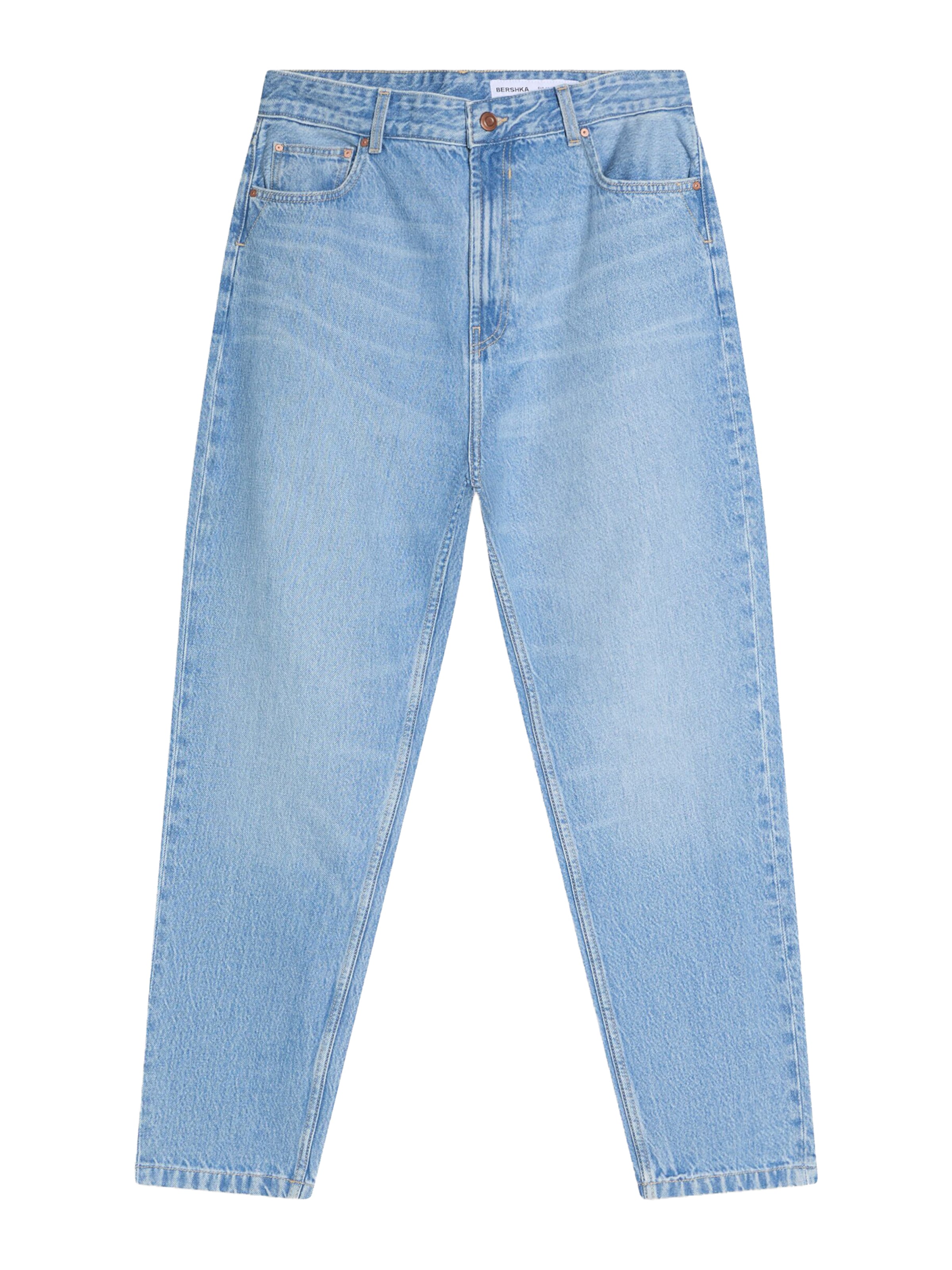 Jeans de la Bershka pe albastru: față