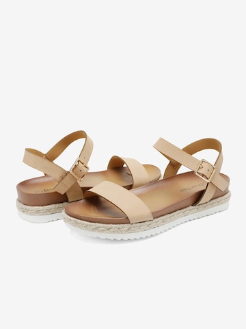 Dream Pairs Sandal 'Damen-Espadrille-Sandalen mit Knöchelriemen und Plateauabsatz' in Beige