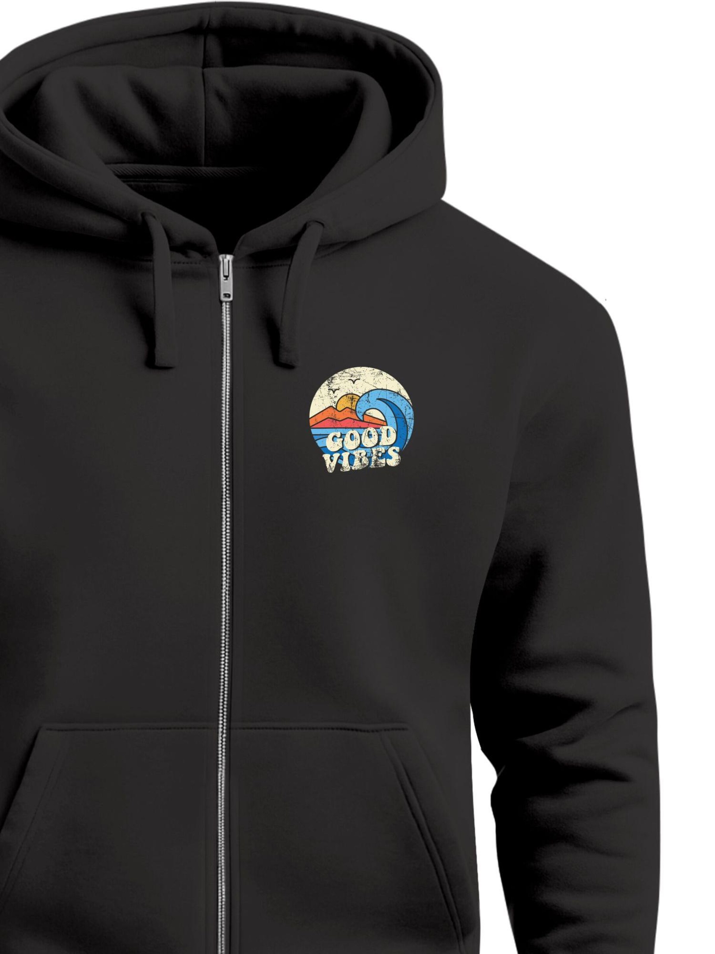 Neverless Zip-Up Hoodie 'Good Vibes' in Black