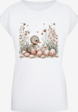 F4NT4STIC Shirt 'Ente Ostereier Blumen Küken' in White: front