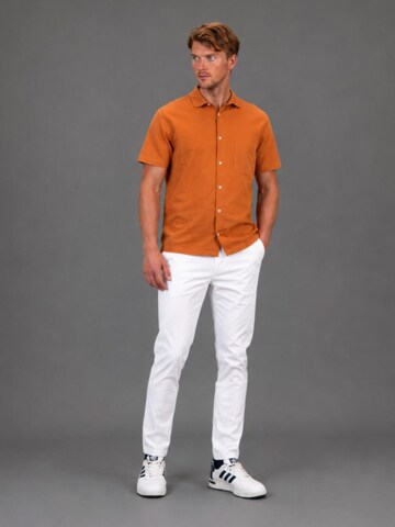 Laurent Vergne Slim fit Button Up Shirt 'Menton - Bowling Shirt Brique' in Orange: front