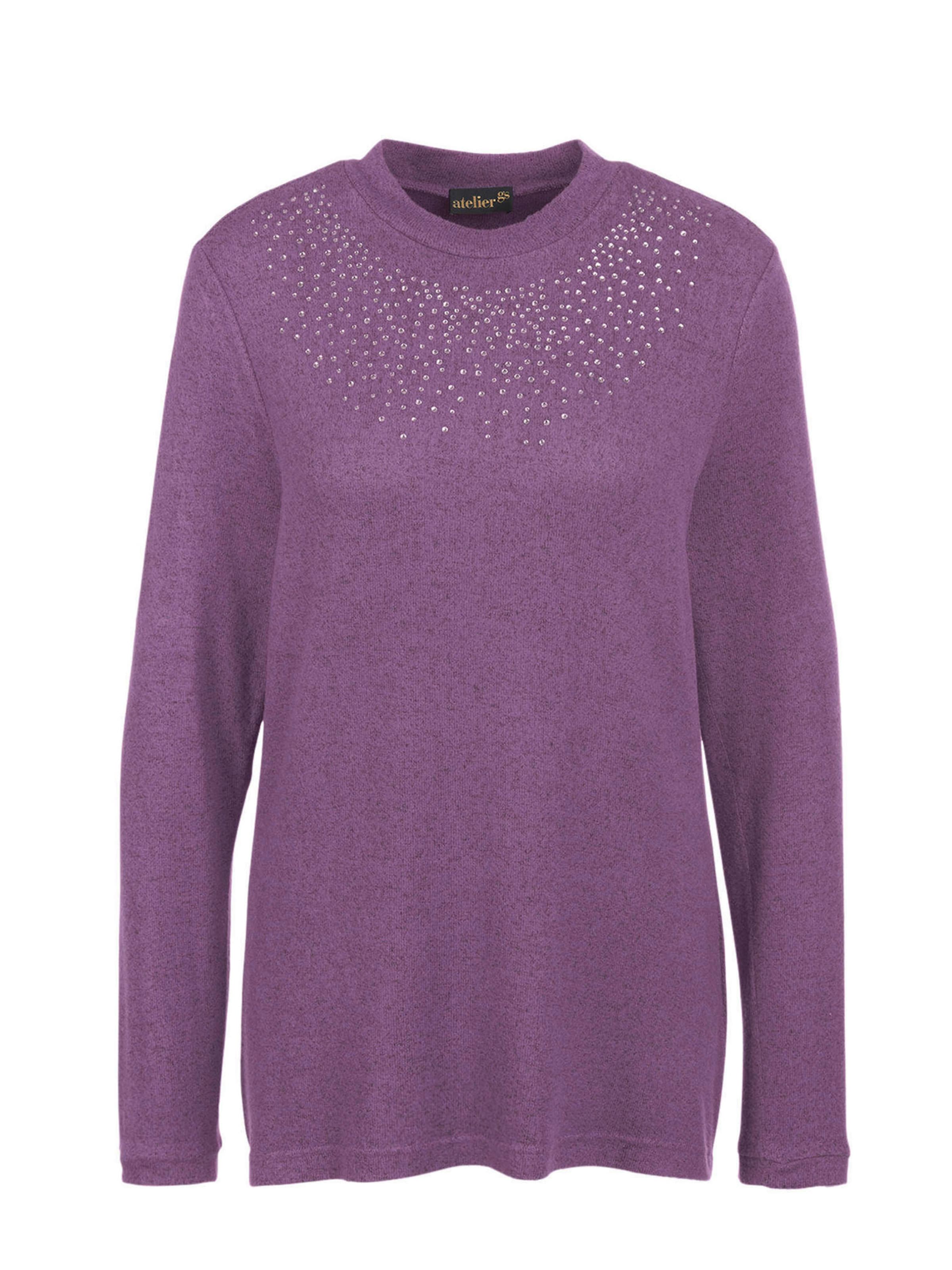 Goldner Pullover in Lila: Vorderseite