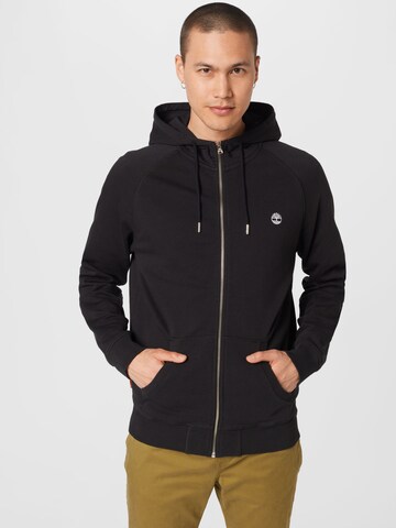 TIMBERLAND Zip-Up Hoodie in Black: front