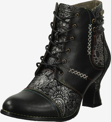 Laura Vita Lace-Up Ankle Boots in Black: front