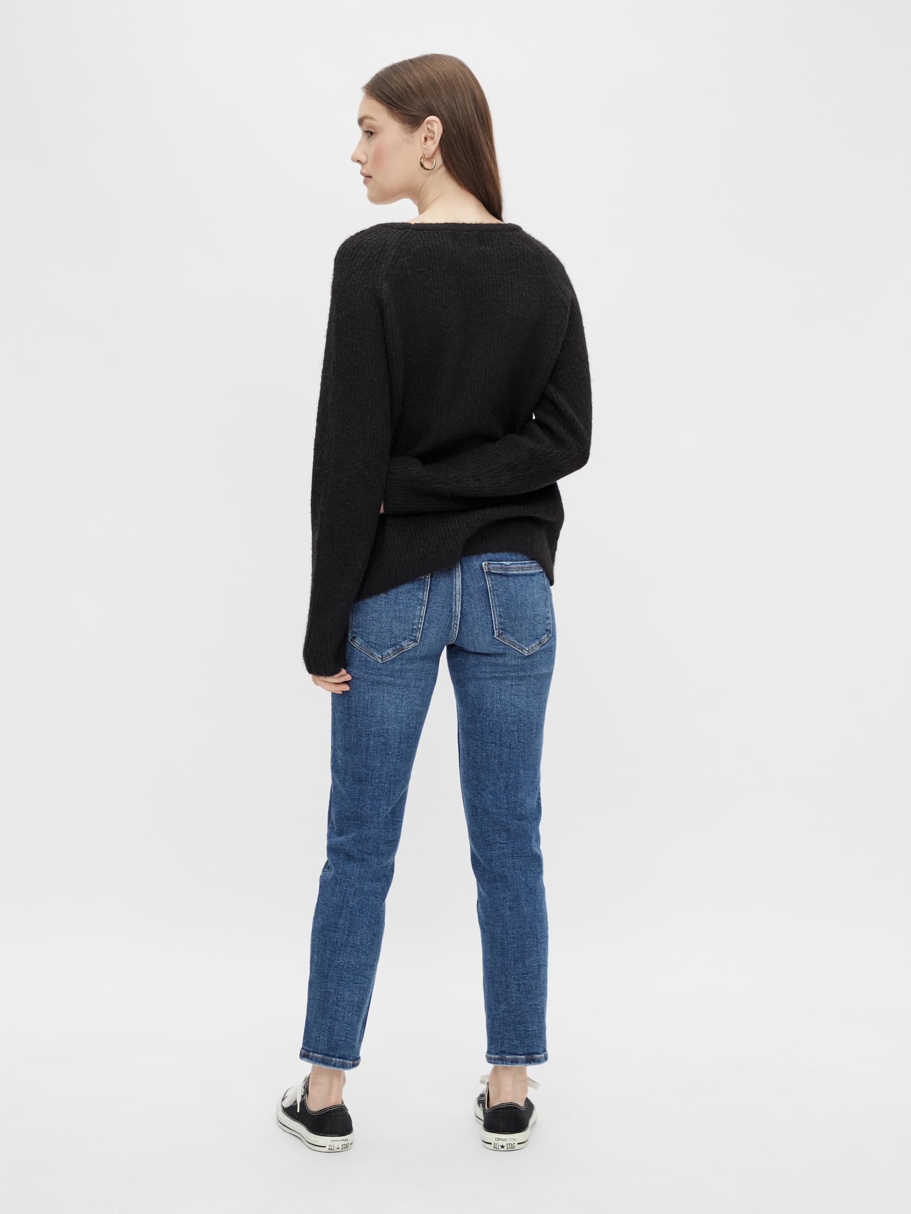 PIECES Tunica Donna PCELLEN – Maglia Fine A Maniche Lunghe, Orlo Arrotondato, Nero, Taglia XL