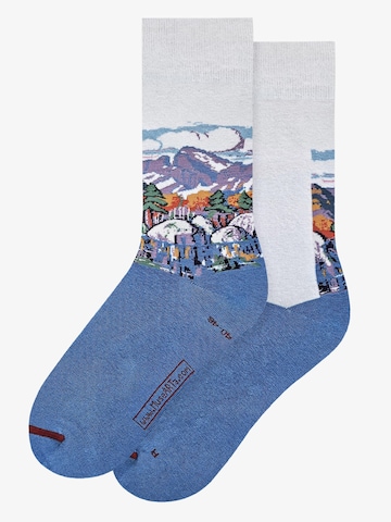 MuseARTa Socks 'Sven Birger Sandzen - Eine Bergsinfonie' in Blue: front