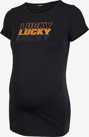 Supermom T-Shirt 'Lucky' in Black: front