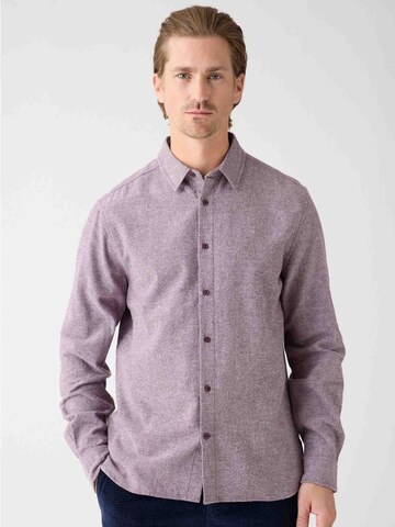 KnowledgeCotton Apparel Regular Fit Hemd in Lila: Vorderseite