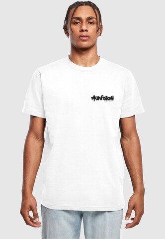 Merchcode T-Shirt 'Unfollow' in Weiß: Vorderseite