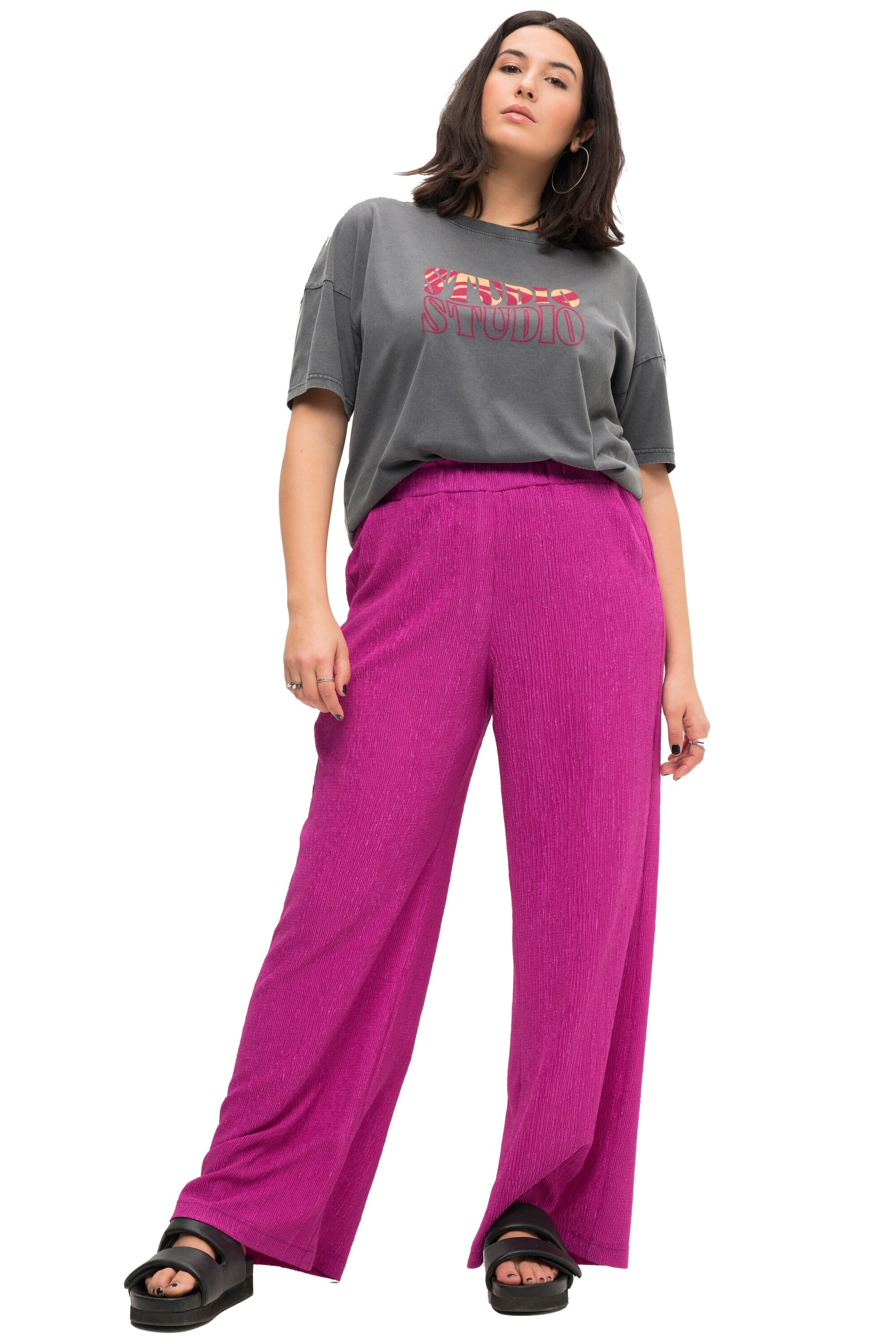 Studio Untold Wide Leg Hose in Pink