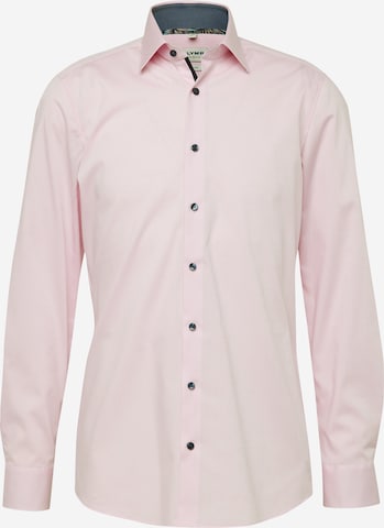 Coupe slim Chemise business 'Level 5' OLYMP en rose : devant