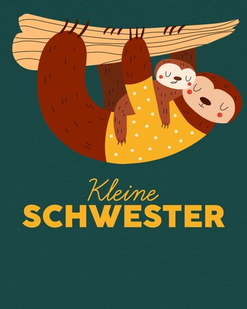 watabout.kids T-Shirt 'Faultier Kleine Schwester' in Grün