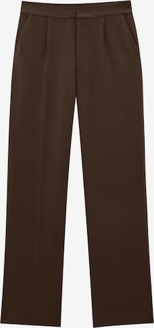 Wide Leg Pantalon à pince Pull&Bear en marron : devant