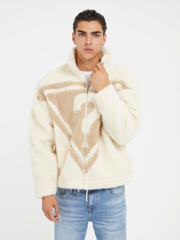 GUESS Fleece Jacket 'Sherpa' in Beige: front