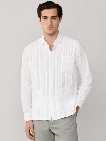 Slim fit Camicia 'Poplin Cruise' di Hackett London in bianco: frontale