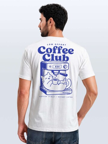 Neverless Shirt 'Cat Coffee' in White