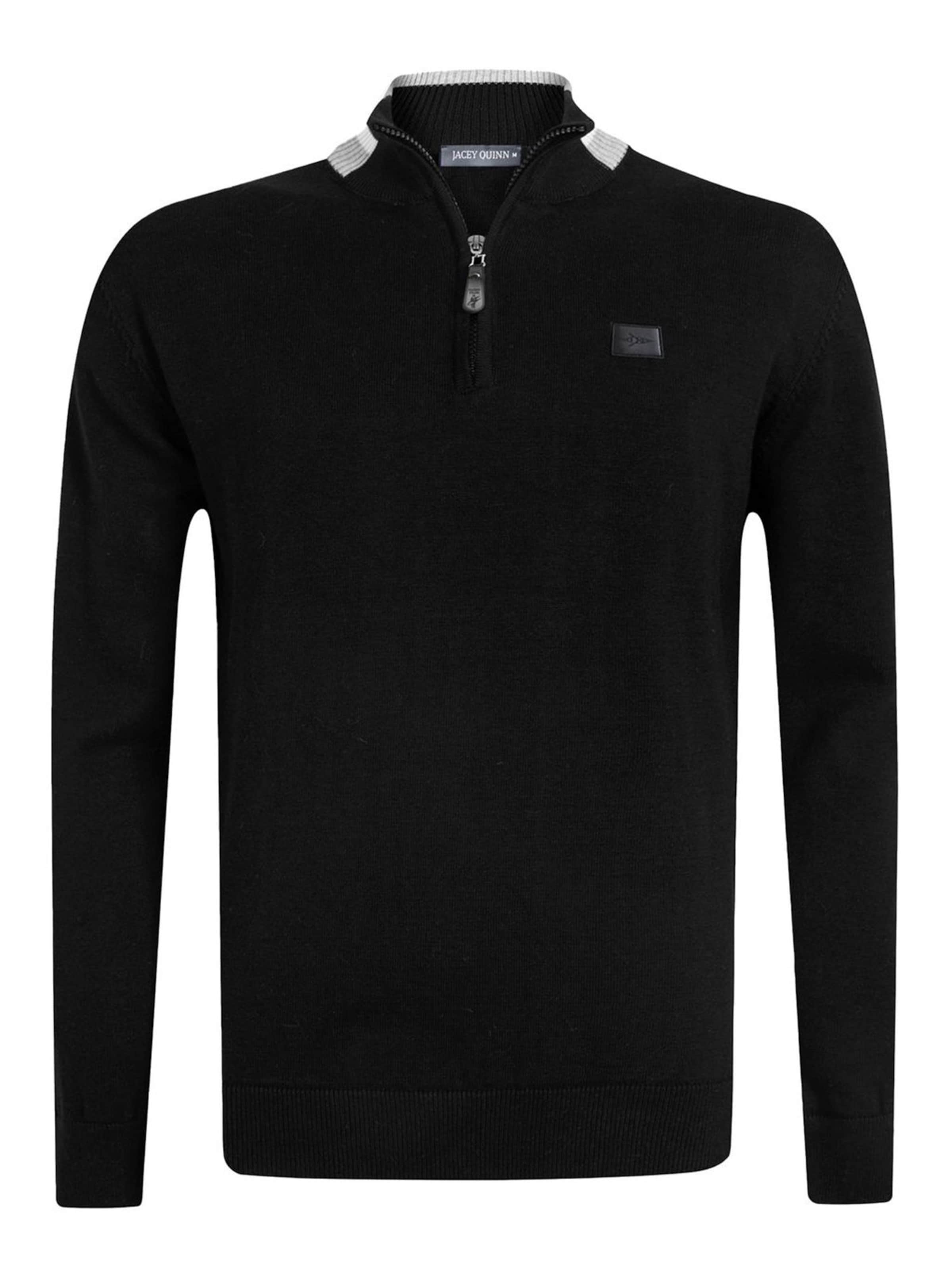 Jacey Quinn Moderner Passmeld halb Zip Pullover in Schwarz: Vorderseite