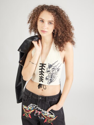 Ed Hardy Τοπ σε μπεζ: μπροστά