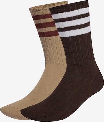 ADIDAS ORIGINALSČarape 'Ribbed Crew 2 Pairs' - smeđa boja: prednji dio