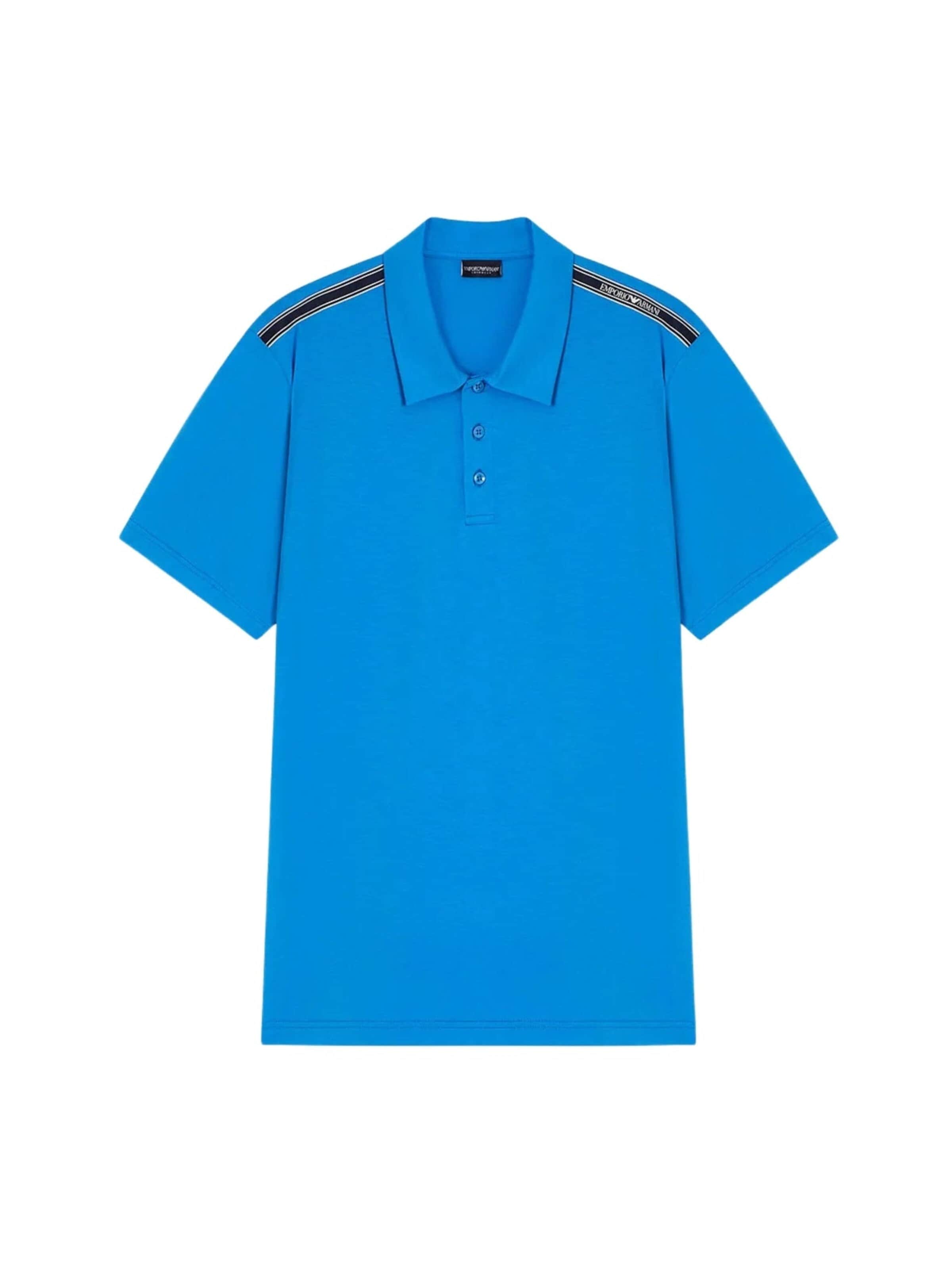 Emporio Armani - Camiseta 'Men's Polo Shirt with Logotape on Shoulders' en azul: frente