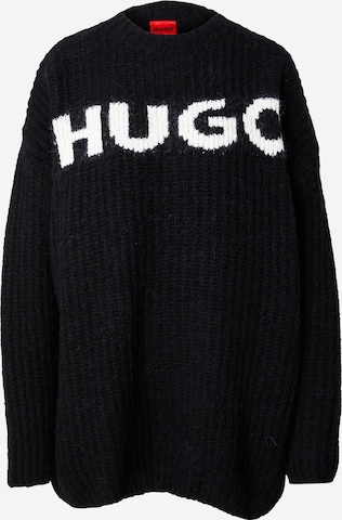 HUGO Red Oversized trui 'Slogues' in Zwart: voorkant