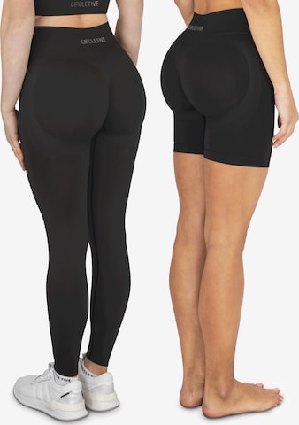 Circle Five Skinny Leggings 'Scrunch Set Push-Up Shorts + Push-Up Leggings' in Black: front