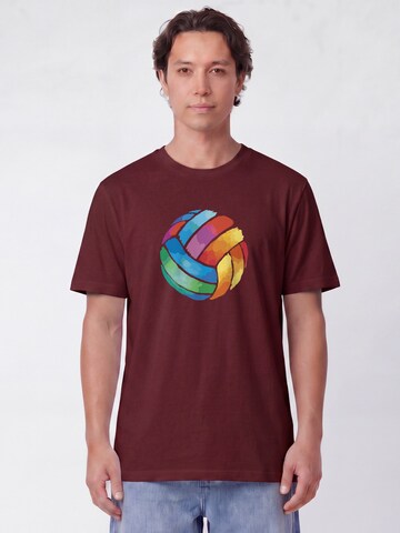 T-Shirt 'Volleyball In Watercolor' Watapparel en rouge : devant