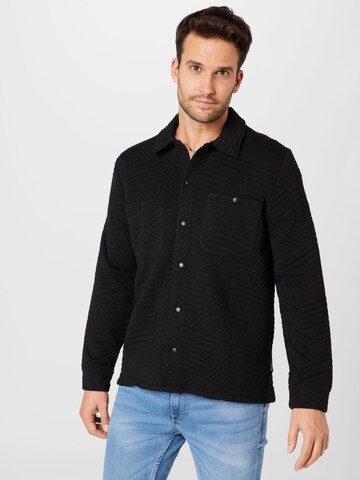 Only & Sons Comfort fit Button Up Shirt in Black: front