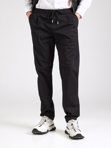REPLAY Regular Pleat-front trousers in Black: front
