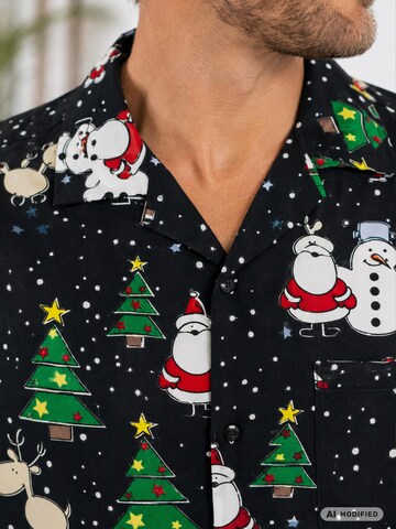 Regular fit Camicia 'Christmas Buddies' di King Kameha in nero
