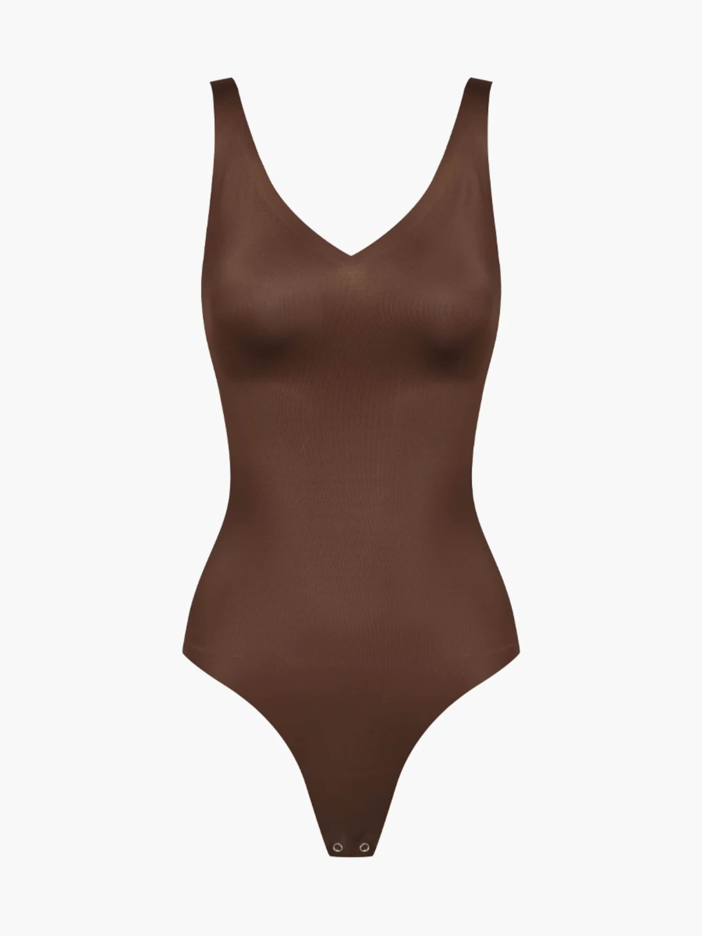 cfab (formerly creamy fabrics) Shapingbody 'Shiny Sculpting String-Body' i brun: framsida