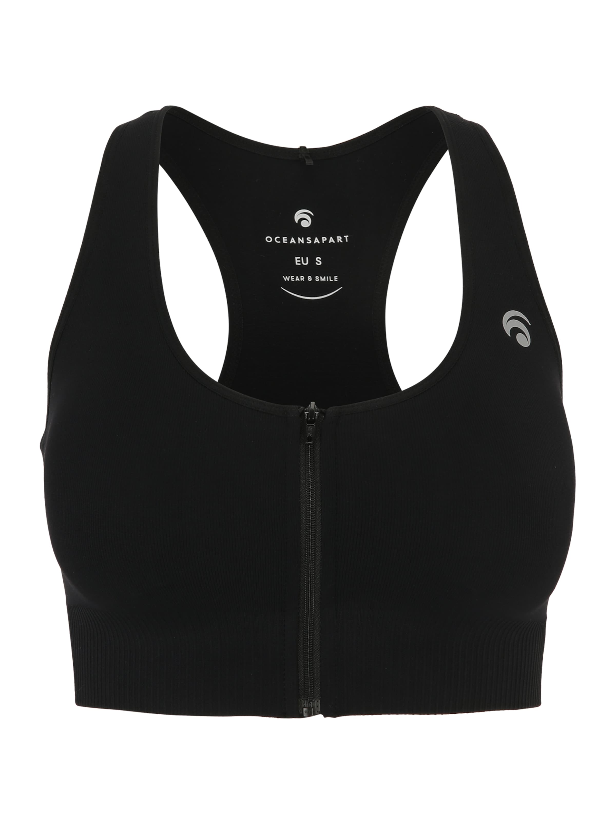 OCEANSAPART Korzetová Sportovní podprsenka 'Nami' – černá: přední strana