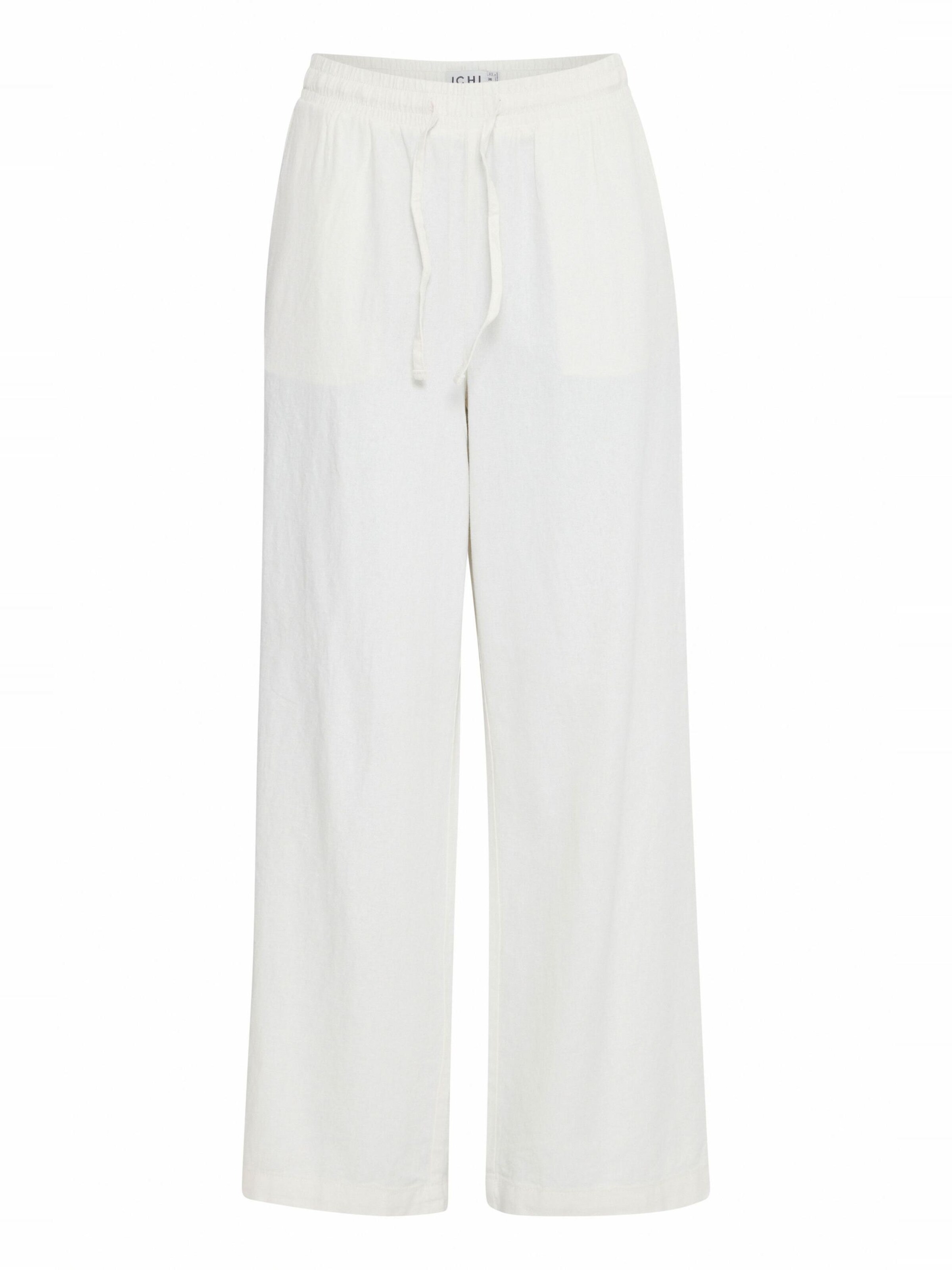 Wide Leg Pantalon 'LINO' ICHI en blanc : devant