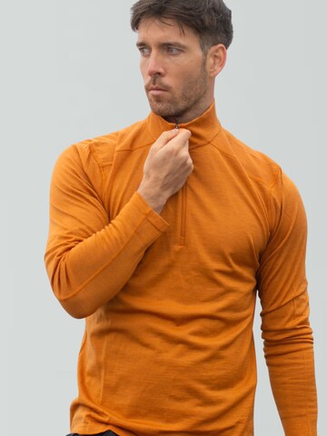 Alpenwert Shirt 'Zip Longsleeve Herren 100% Merino' in Orange