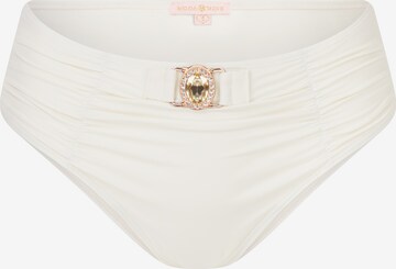 Moda Minx Bikini Bottoms 'Amour Rouched' in White: front