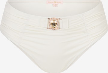 Moda Minx Bikini Bottoms 'Amour Rouched' in White: front