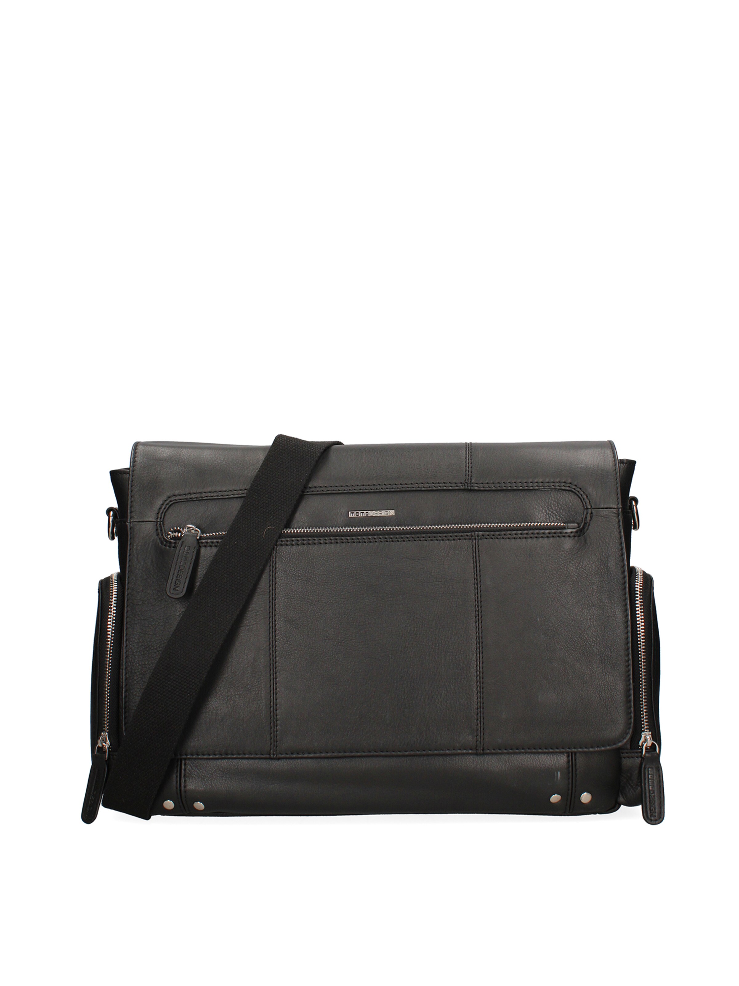 Borsa a tracolla 'Borsa a Tracolla Uomo Momo Design Vera Pelle Zip' di Momo Design in nero: frontale