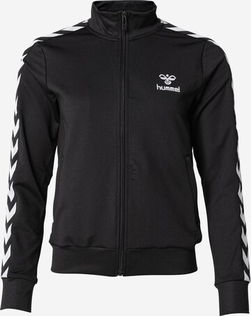 Hummel Athletic Zip-Up Hoodie in Black: front