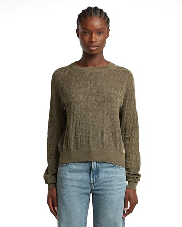Pull-over 'Pointelle' G-STAR en vert : devant