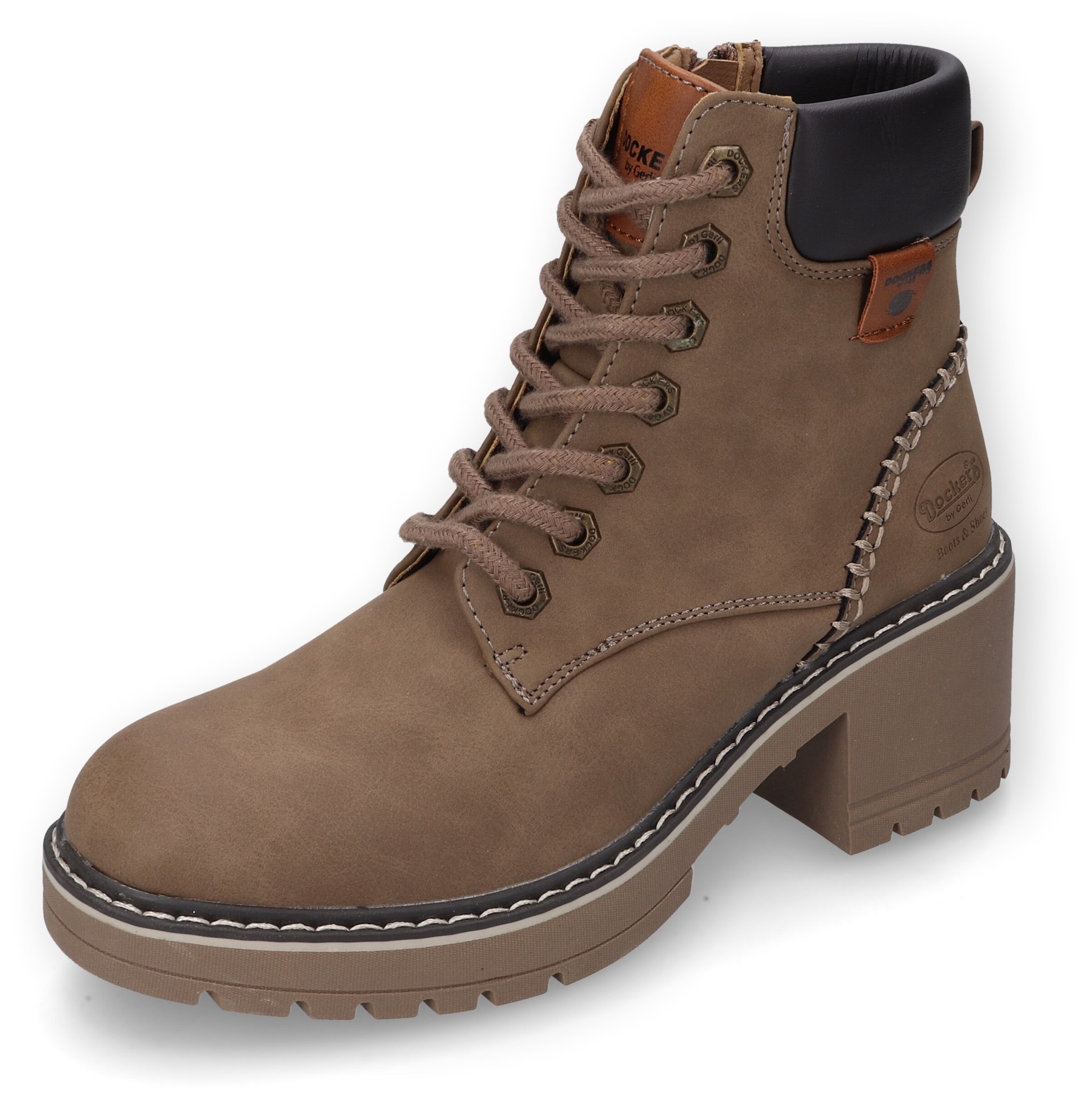 Dockers by Gerli Lace-Up Ankle Boots in Brown: front