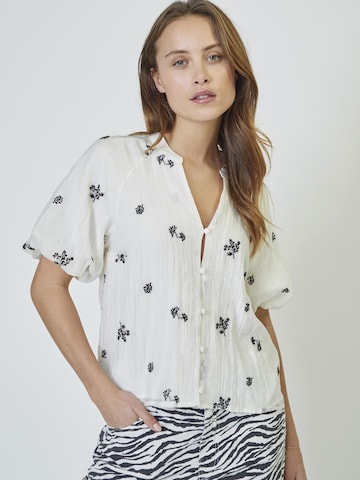 Chemisier ' Colleen ' co'couture en blanc : devant