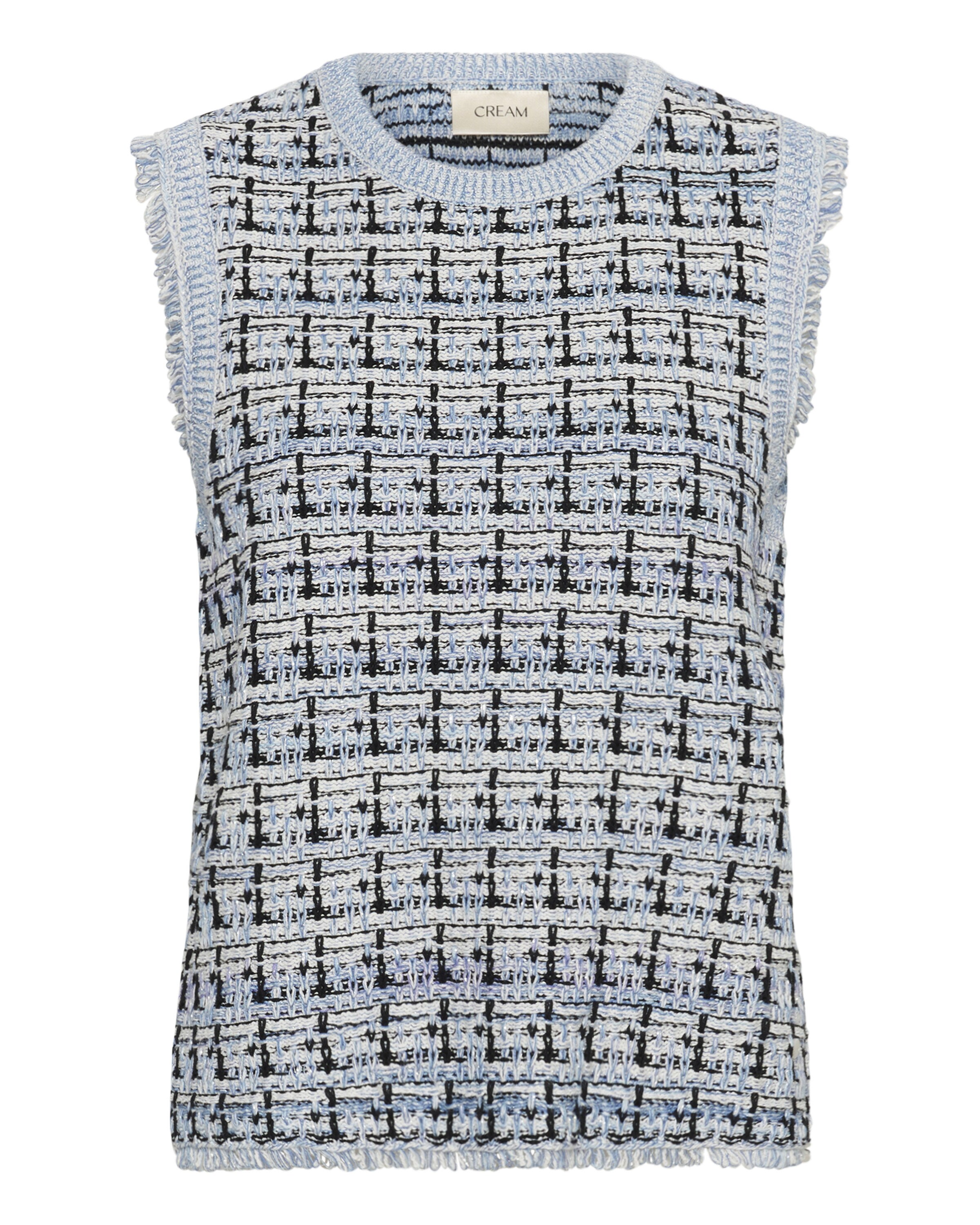 Cream Knitted vest 'CROver' in L in Light blue / Black / White, Item view