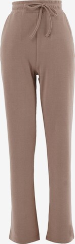 FRESHLIONS Flared Pants in Beige: front