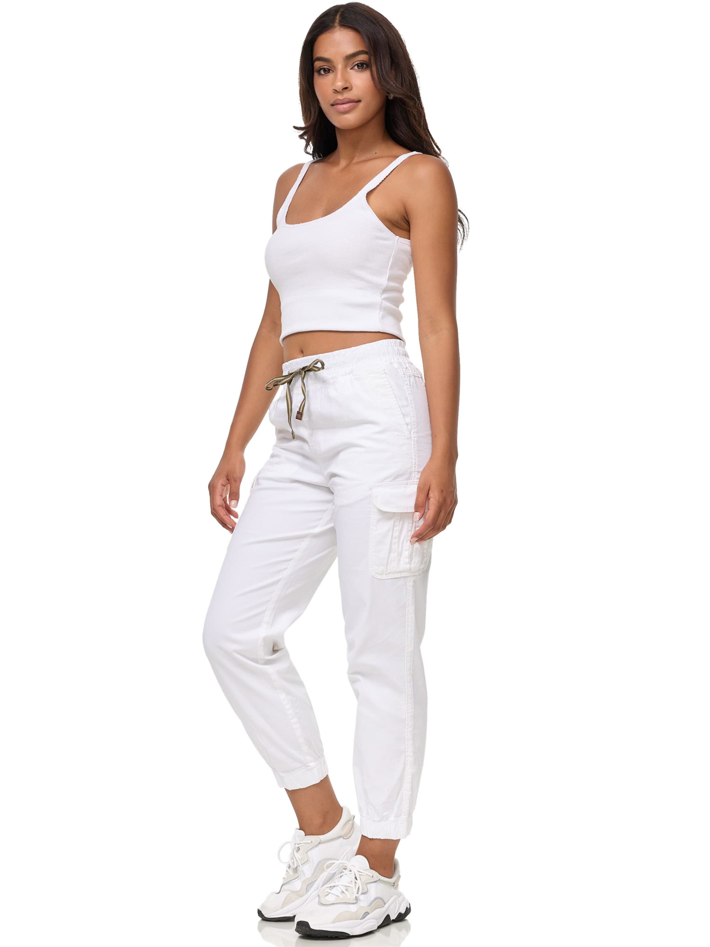 Tazzio - Tapered Pantalón cargo 'F600' en blanco