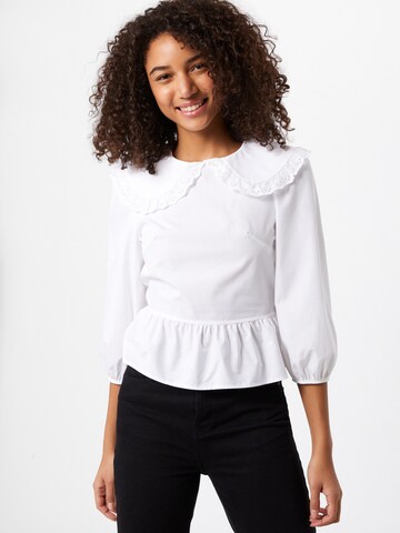 Miss Selfridge - Blusa 'Poplin' em branco: frente