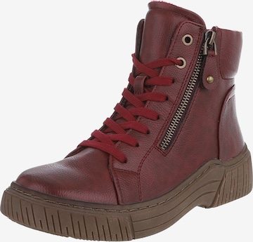Ital-Design Lace-Up Ankle Boots in Red: front
