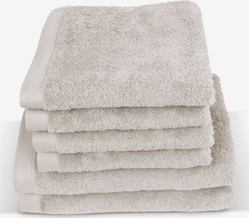 Herzbach home Duschtücher Pura Set, 2x Duschtücher (70x140cm), 4x Handtücher (50x100cm), Flächengewicht 550 gsm in Beige: Vorderseite