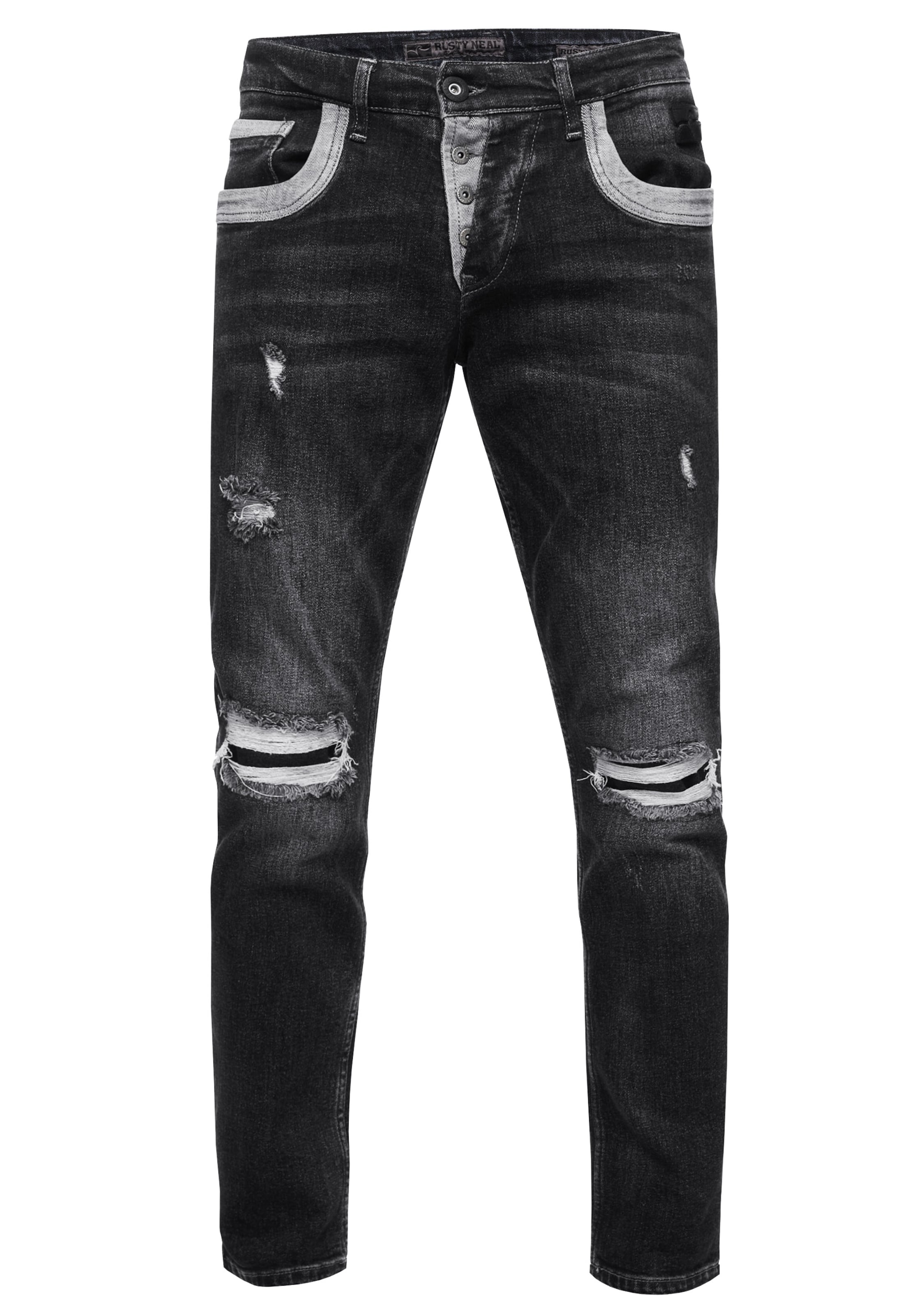 Rusty Neal Slimfit Jeans 'YOKOTE' in Zwart: voorkant