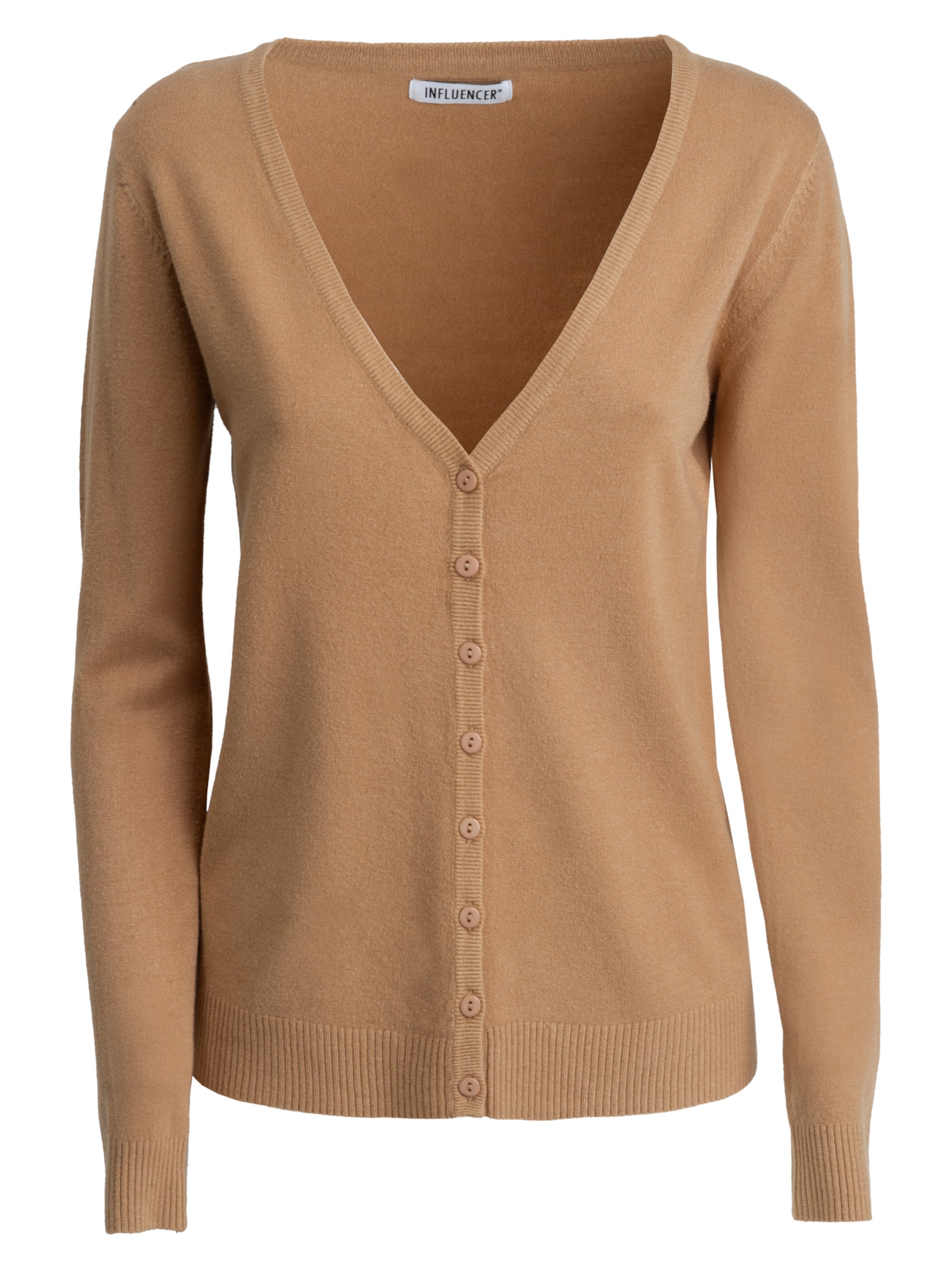 Influencer Knit Cardigan in Beige: front